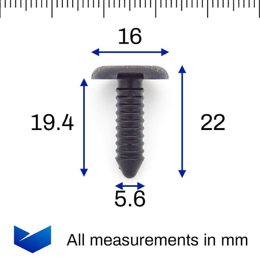 Barbed Stud Clip, Black - Volkswagen 6Q0867333 / 6Q0 867 333 - VehicleClips