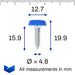 Blue Euro Polytops Moulded Number Plate Screw, 20mm Long - VehicleClips