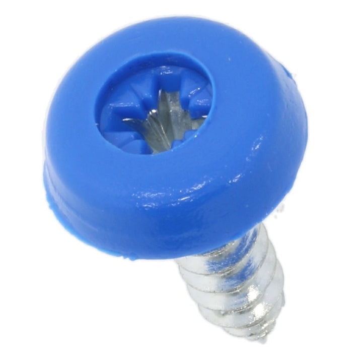 Blue Euro Polytops Moulded Number Plate Screw, 20mm Long - VehicleClips