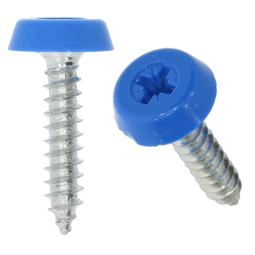 Blue Euro Polytops Moulded Number Plate Screw, 26mm Long - VehicleClips
