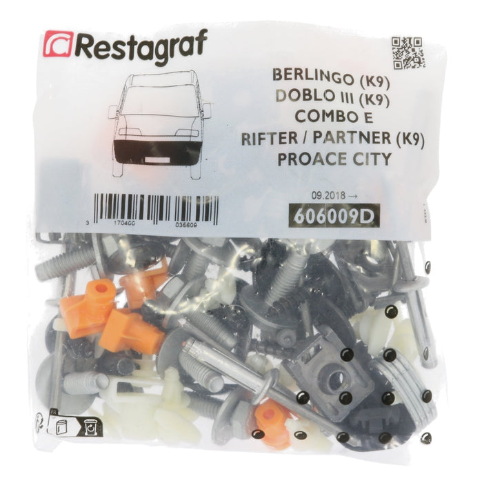 Restagraf Citroen Berlingo K9 (2018 on) Front Bumper Fixings & Fasteners Fitting Kit, Citroen 1684528480 - VehicleClips