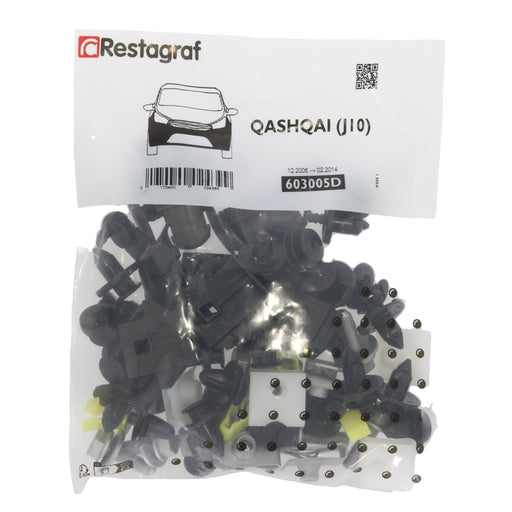 Restagraf - Full Front Bumper Fixings & Fasteners Kit For J10 Nissan Qashqai, KE9804E100 KE980 - 4E100 - VehicleClips