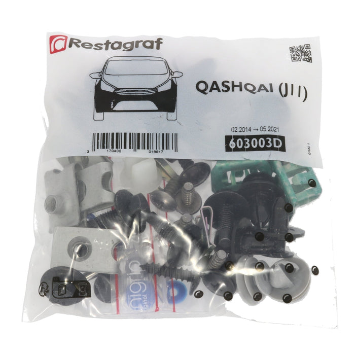 Restagraf - Full Front Bumper Fixings & Fasteners Kit For J11 Nissan Qashqai, KE9804E100 KE980 - 4E100 - VehicleClips