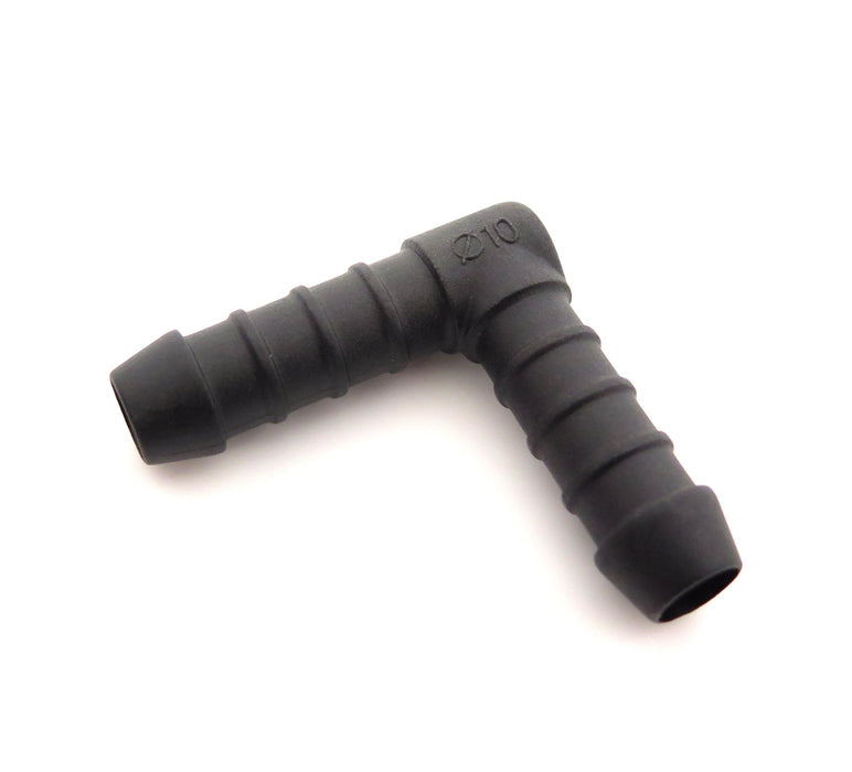 10mm Car Heater & Breather Hose Connector, 90° Nylon PA66 - VehicleClips