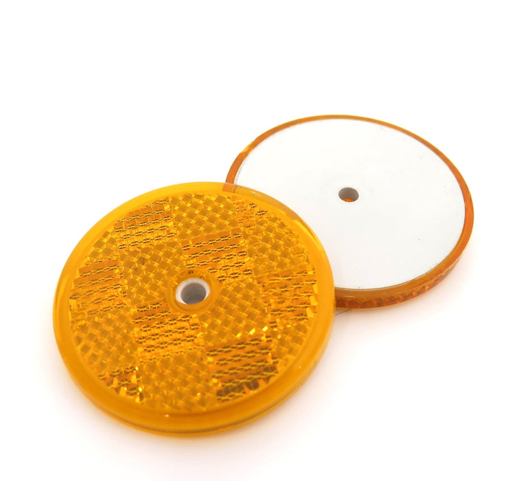 50mm Amber Circular Reflector with Centre Screw Hole - VehicleClips