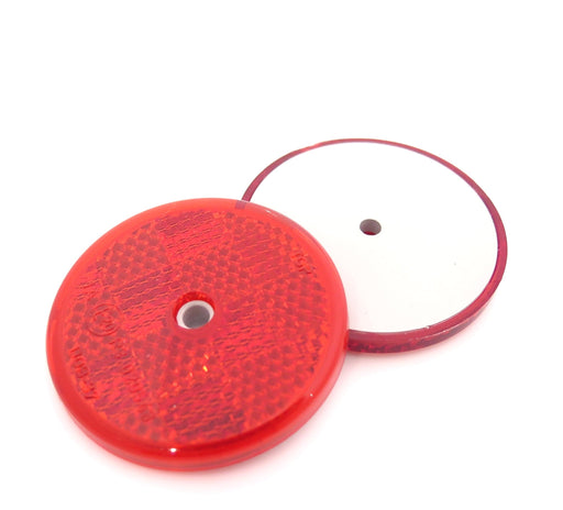 50mm Red Circular Reflector with Centre Screw Hole - VehicleClips