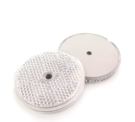 50mm White Circular Reflector with Centre Screw Hole - VehicleClips
