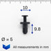 5mm Screw Fit Plastic Trim Clips, Mazda Bumper Fasteners EA0150037 - VehicleClips