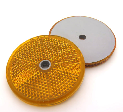 60mm Amber Circular Reflector with Centre Screw Hole - VehicleClips