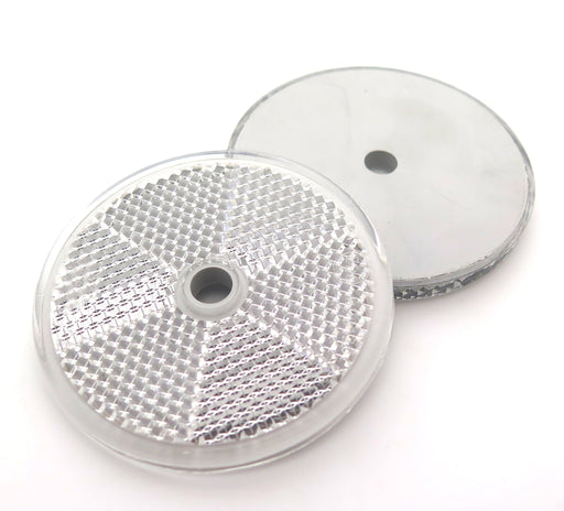 60mm White Circular Reflector with Centre Screw Hole - VehicleClips