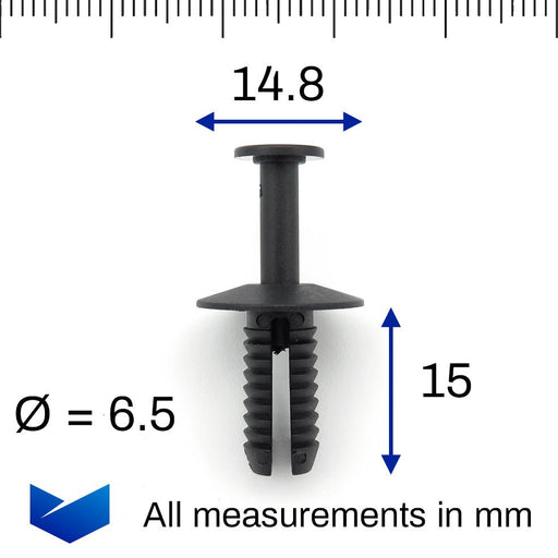 6.5mm Push Fit Plastic Trim Clip, Smart A0009905492 - VehicleClips