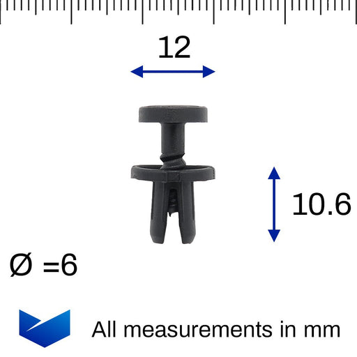 6mm Plastic Retaining Rivet Trim Clip, Citroen 6555LE - VehicleClips
