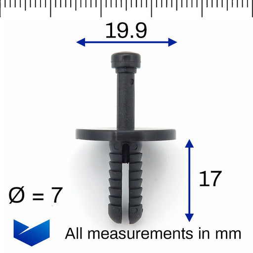 7mm Push Pin Plastic Rivet Clip, BMW 51471919209 - VehicleClips