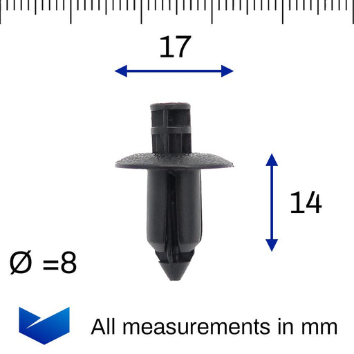 8mm Black Push Fit Plastic Rivet, Suzuki Fairing Clip 09409-08308-5ES - VehicleClips