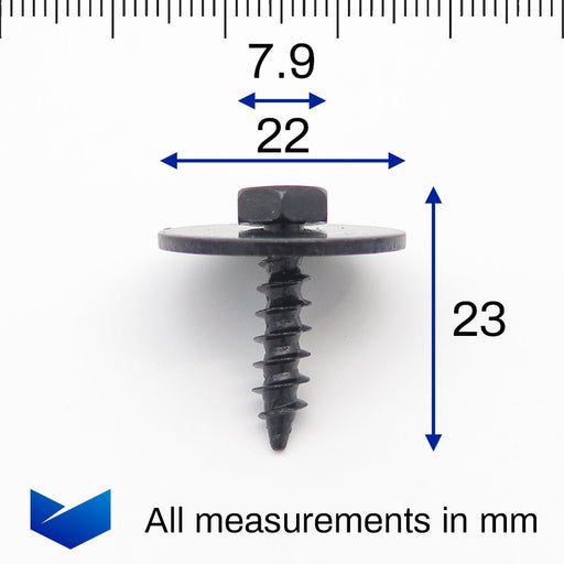 8mm Head, Self Tapping Screw with Captive Washer, BMW 07149213164 - VehicleClips