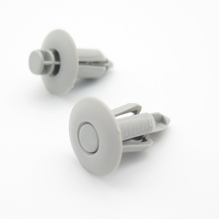 8mm Plastic Push Fit Trim Retaining Clips- Grey Plastic Rivets