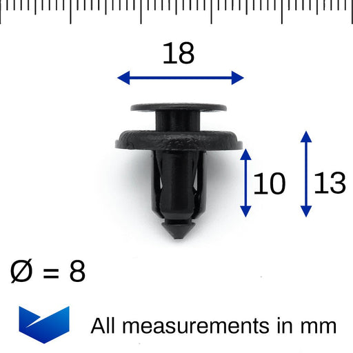 8mm Push Fit Plastic Trim Clip- Nissan 01553-09611 - VehicleClips