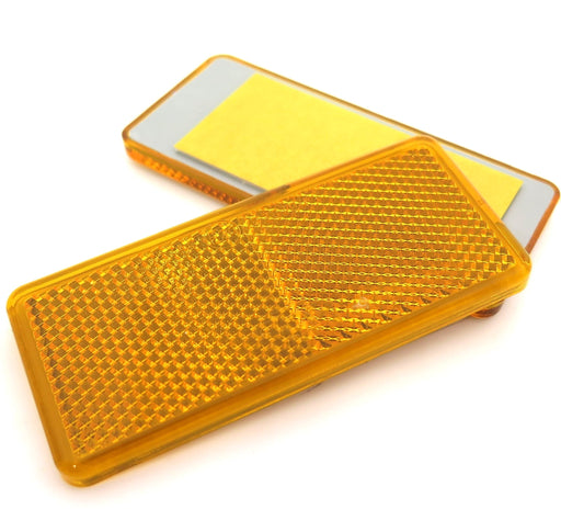 Amber Self Adhesive Rectangular Reflector, 90mm x 40mm - VehicleClips