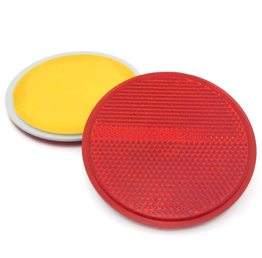 Circular Red Reflector, Self Adhesive Mounting, 78mm, E-Approved - VehicleClips