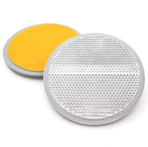 Circular White Reflector, Self Adhesive Mounting, 78mm, E-Approved - VehicleClips