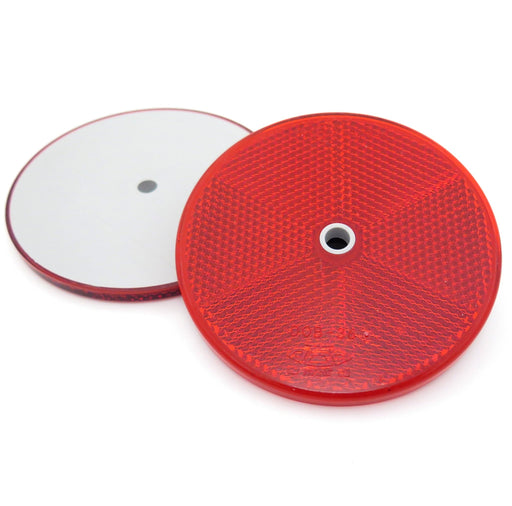 Red Circular Reflector with Centre Hole, 76mm - VehicleClips