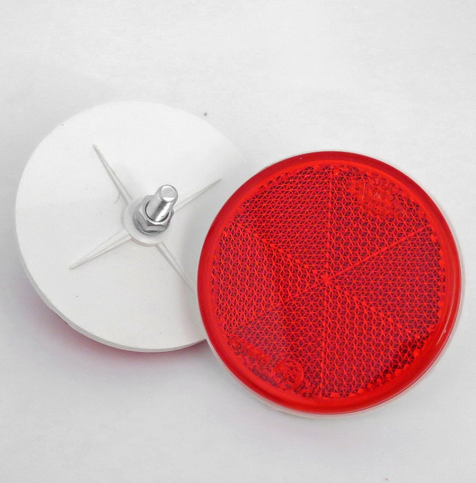 Red Circular Reflector with Rear Bolt Mount, 80mm - VehicleClips