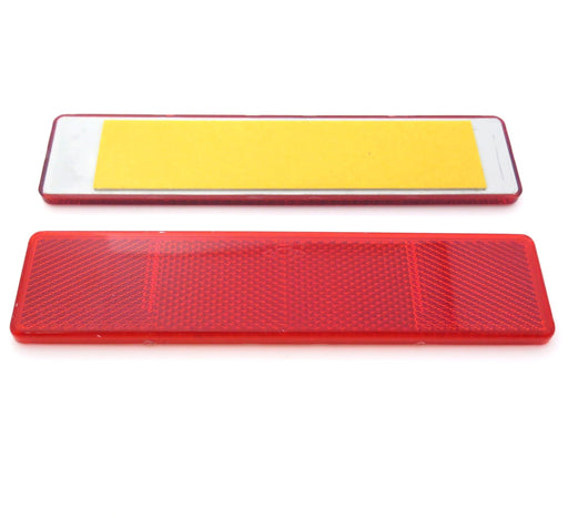 Red Large Rectangular Reflector, Self-Adhesive, 173mm x 40mm - VehicleClips