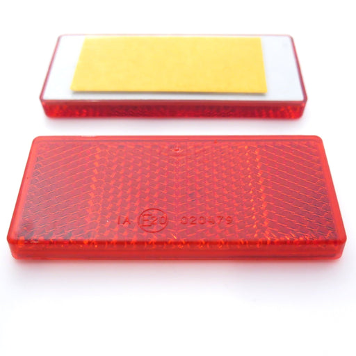 Red Rectangular Reflector, Self-Adhesive, 69mm x 31.5mm - VehicleClips