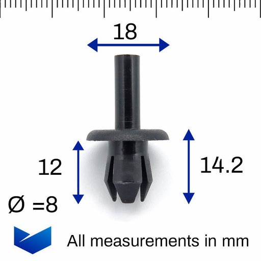 Vauxhall 8mm Push Pin Plastic Rivet Clips- 90087290 - VehicleClips